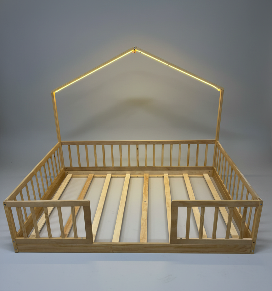 Giường Gỗ Tự Nhiên Kiểu Nhà Cho Bé – Thiết Kế Montessori An Toàn, Tinh Tế