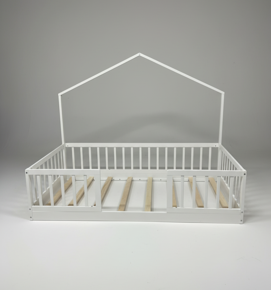 Giường Montessori Trẻ Em Khung Nhà Màu Trắng